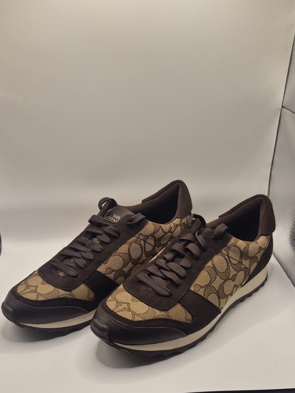 COACH WOMENS Brown Signature Jacquard Sneakers